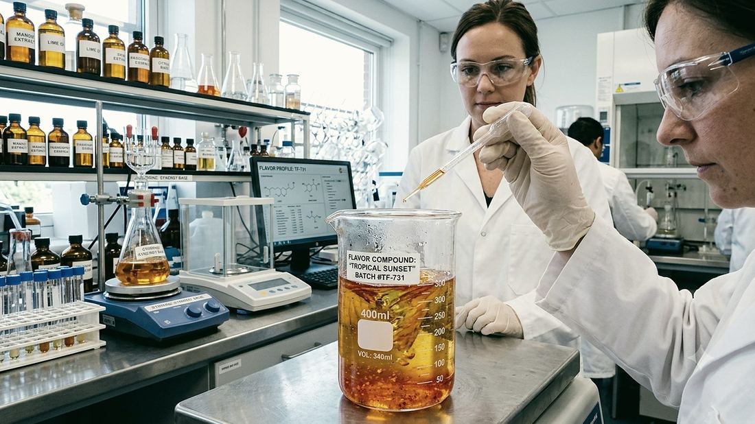 Velmora flavourists dosing a flavour compound in the İstanbul laboratory